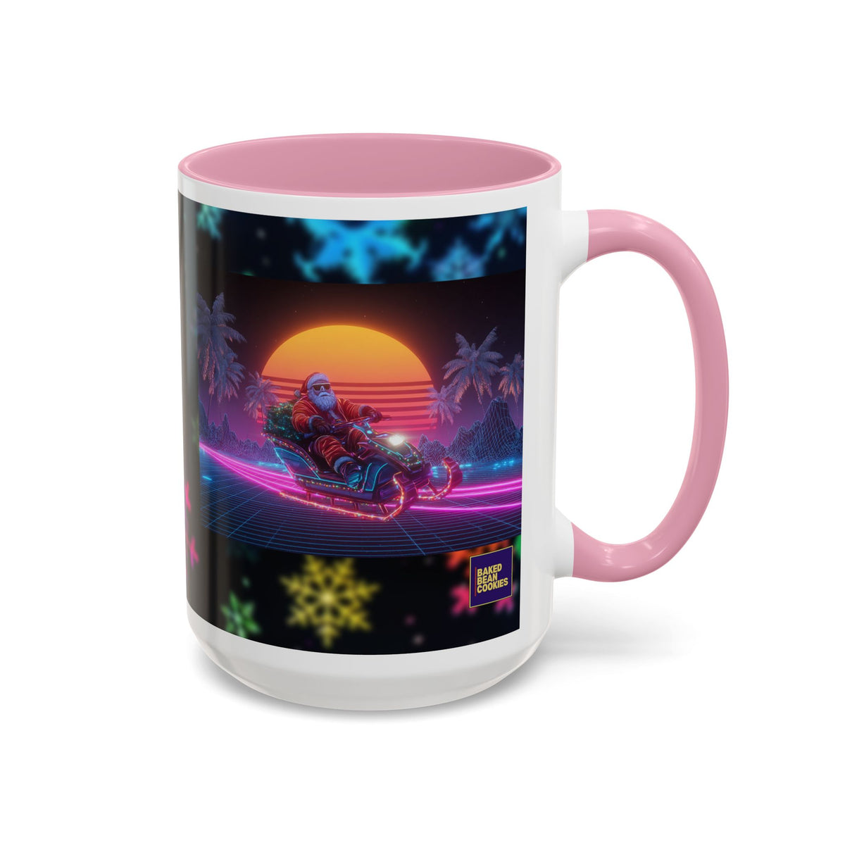 Synthwave Santa - Retro 80's Neon Santa Mug | 11oz or 15oz Colorful Ceramic Mug