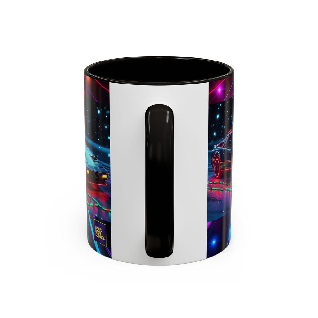 Christmas Retro Neon Sports Car Mug — 11oz/15oz Vaporwave Coffee Cup