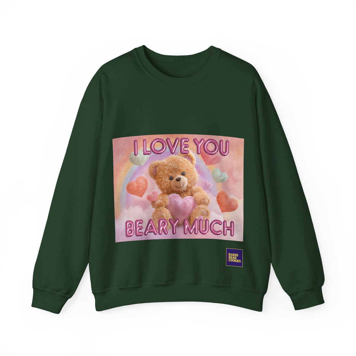 Airbrushed Teddy Bear Holding Heart Sweatshirt | 80s Valentine Hearts