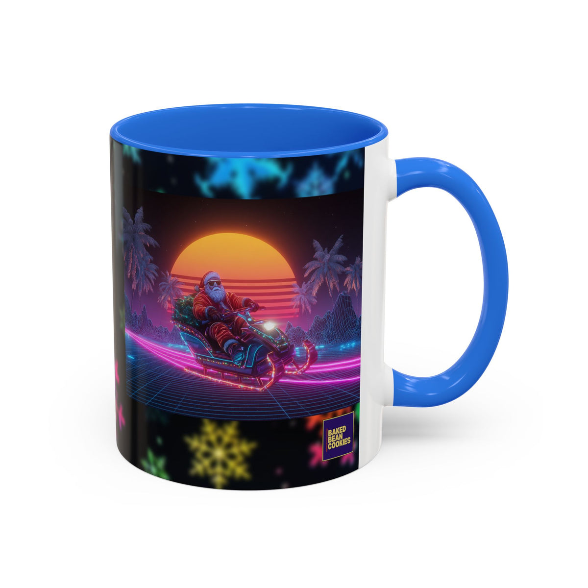 Synthwave Santa - Retro 80's Neon Santa Mug | 11oz or 15oz Colorful Ceramic Mug