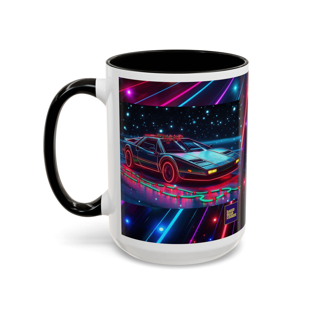 Christmas Retro Neon Sports Car Mug — 11oz/15oz Vaporwave Coffee Cup