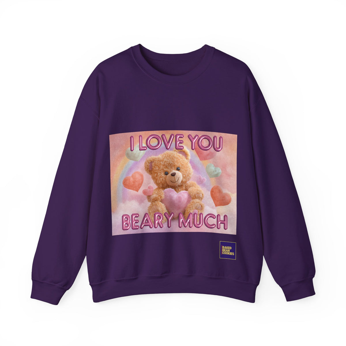 Airbrushed Teddy Bear Holding Heart Sweatshirt | 80s Valentine Hearts