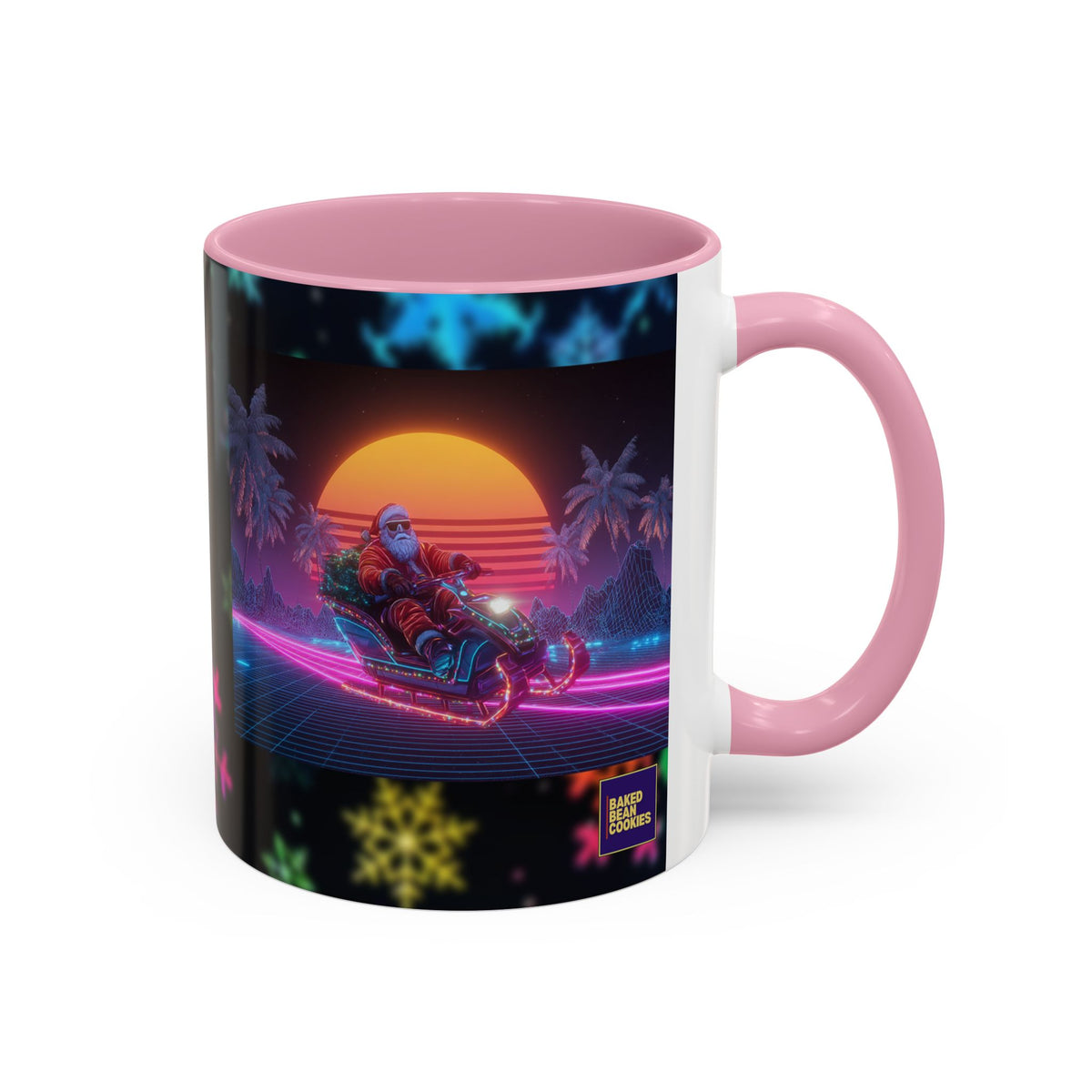 Synthwave Santa - Retro 80's Neon Santa Mug | 11oz or 15oz Colorful Ceramic Mug