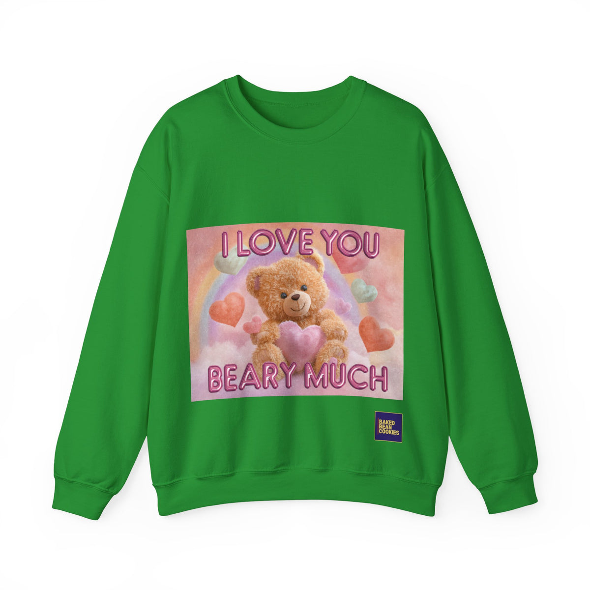 Airbrushed Teddy Bear Holding Heart Sweatshirt | 80s Valentine Hearts