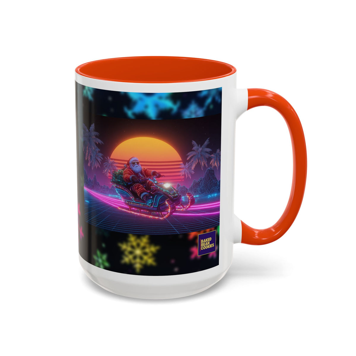Synthwave Santa - Retro 80's Neon Santa Mug | 11oz or 15oz Colorful Ceramic Mug
