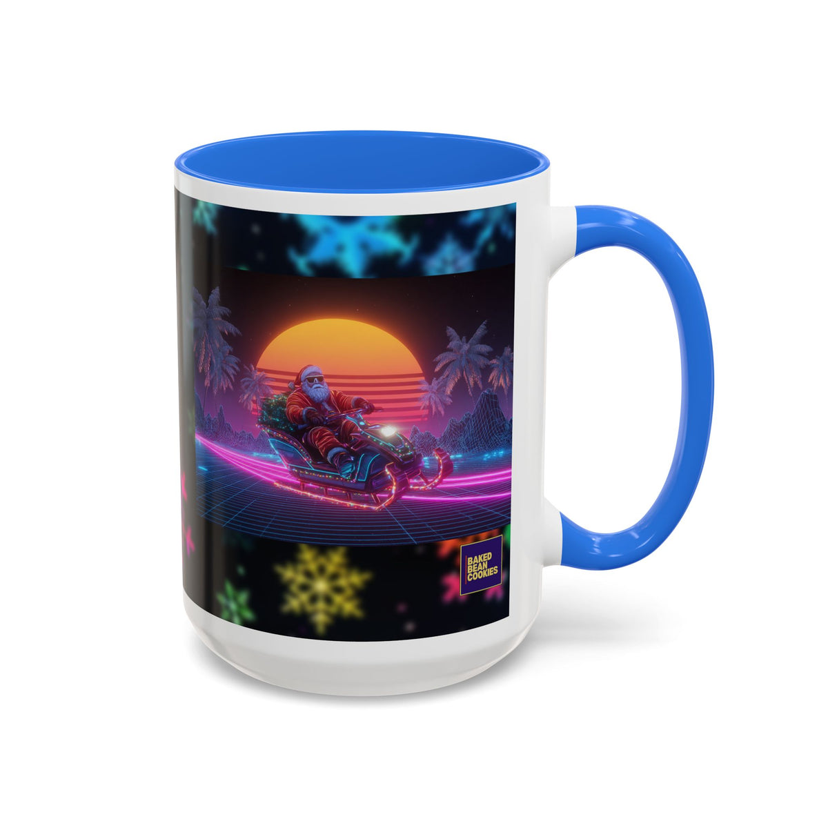 Synthwave Santa - Retro 80's Neon Santa Mug | 11oz or 15oz Colorful Ceramic Mug