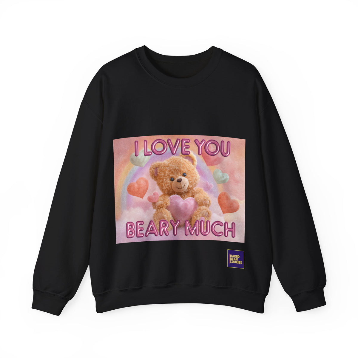 Airbrushed Teddy Bear Holding Heart Sweatshirt | 80s Valentine Hearts
